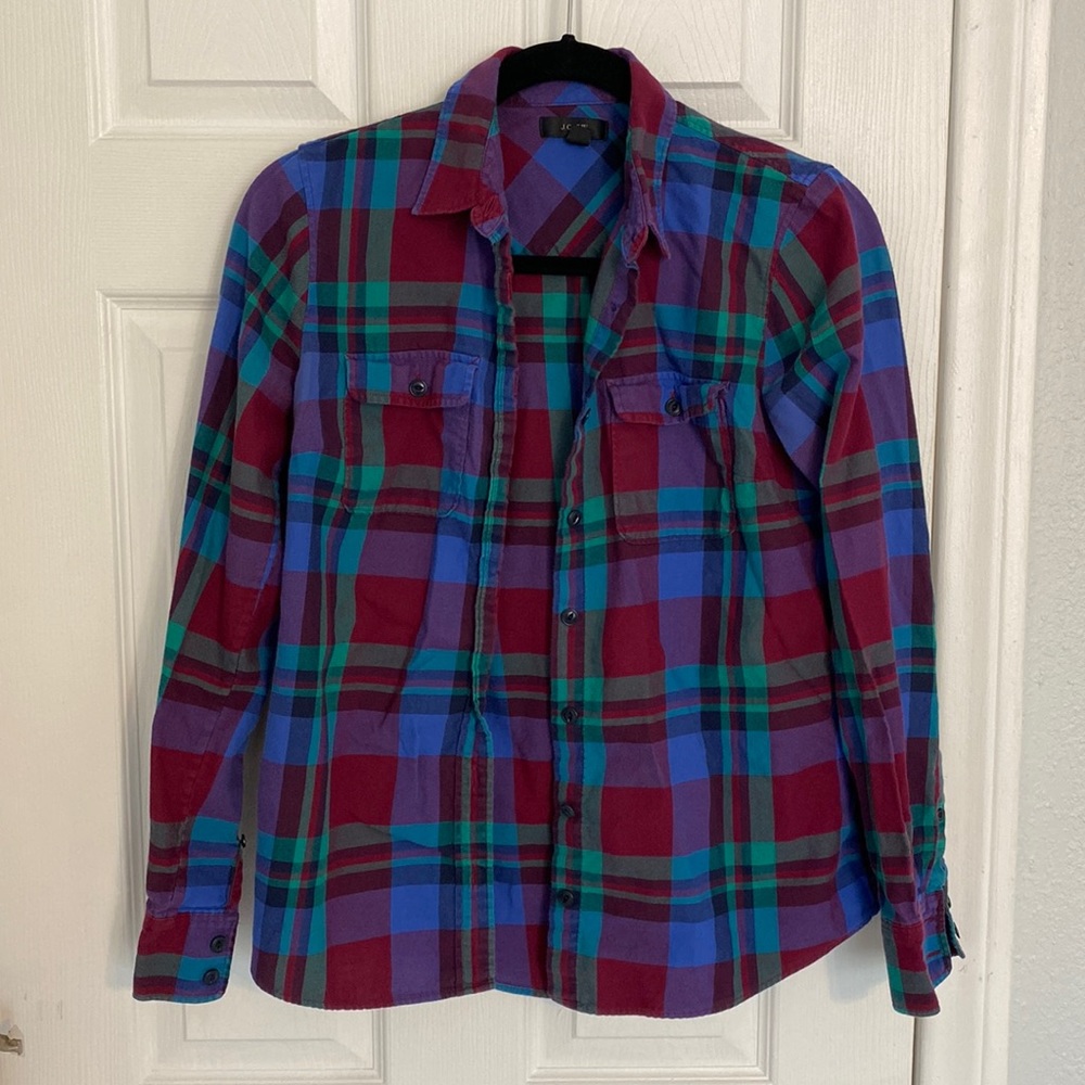 J. Crew Red and Blue Plaid Button Down Shirt
